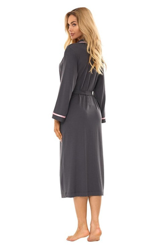 2506 Vestaglia lunga da donna in viscosa L&L graphite - leggera e traspirante
