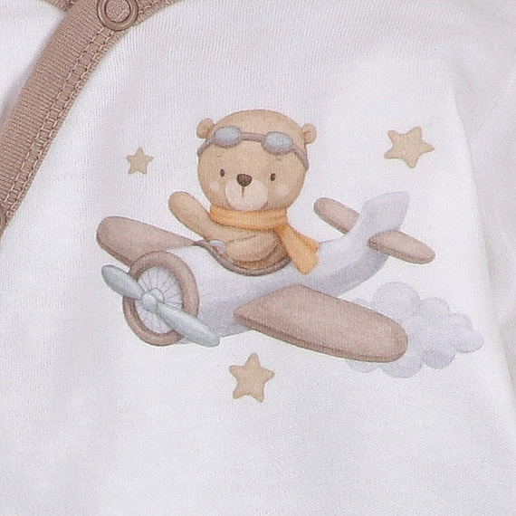 ABN-5502 Sky Journey Nini ecrù - Body a busta - Cotone biologico per neonato