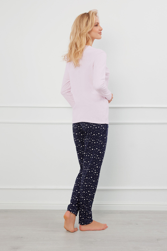 Libra Pigiama donna manica lunga e pantaloni Moda italiana - rosa/stampa