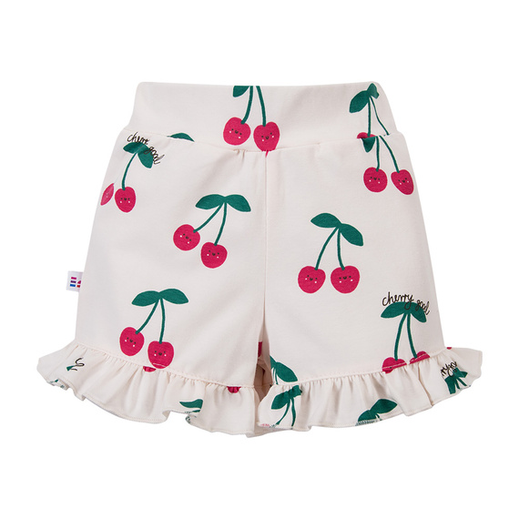 Pantaloncini per bambina Cherry Eevi con volant – morbidi, elastici, 95% cotone, 5% elastan