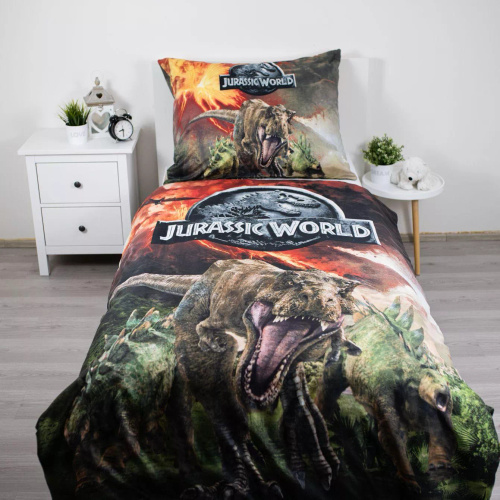 Biancheria da letto 140x200 Dinozauri Parco Giurassico Vulcano 70x90 Jerry Fabrics