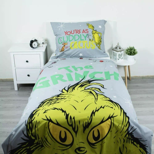 Biancheria da letto Grinch Grinchmas JF24 140x200 cotone 100% Grinch castello