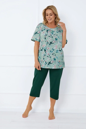 Alwea Pigiama donna manica corta, pantaloni 3/4 Moda italiana - verde