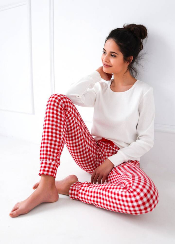 Pigiama da donna Sensis Perfect - crema e rosso