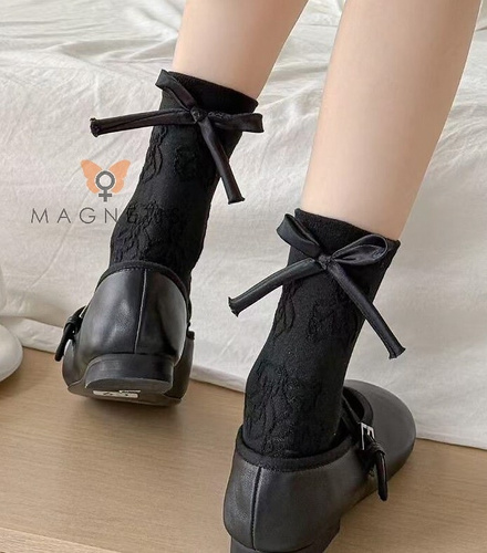 Calze Magnetis da donna CO5020 nero - cotone, jacquard con motivo orsetto