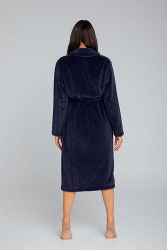 Bona Vestaglia da donna in pile Italian Fashion - blu navy