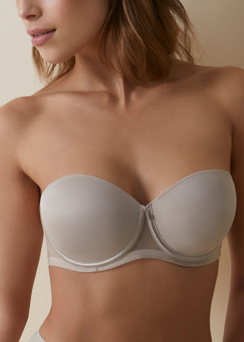Esmeralda Reggiseno autoportante Bardot Selene Beige - Reggiseno senza spalline, supporto in silicone