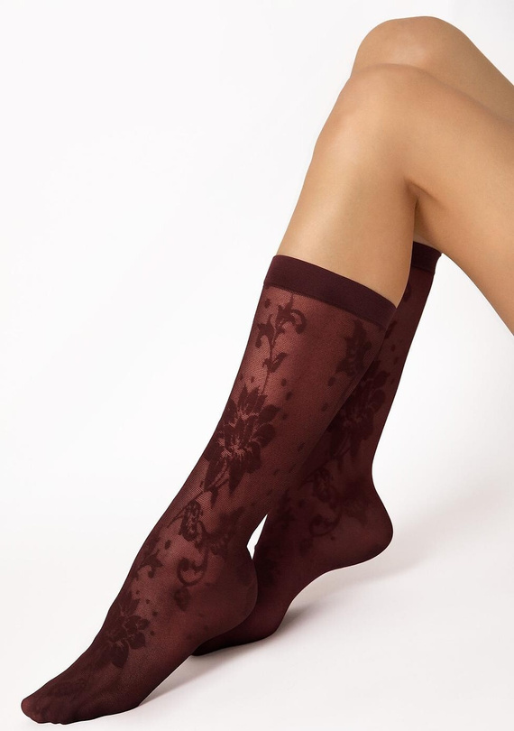 Fiore G1204 Shari Calze da donna 20 DEN floreali Oxblood