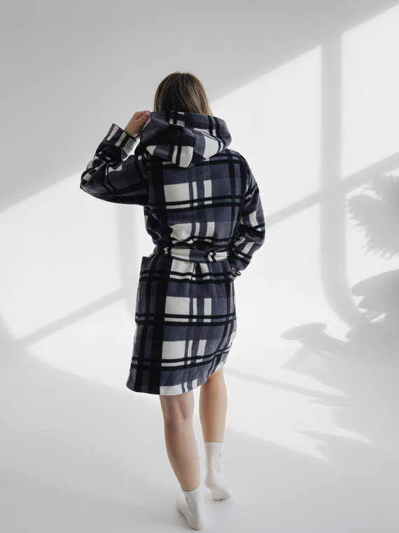 031 Coperta accappatoio De Lafense - accappatoio da donna in caldo pile Super Cozy, grigio