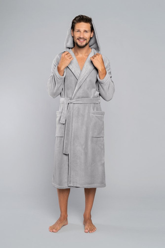 Mimas Accappatoio da uomo con cappuccio Moda italiana - grigio