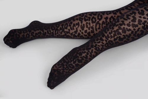 Collant Mona Leopard 30 DEN Queen Size – collant neri fantasia leopard