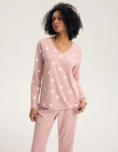 Henderson Gitte 45425 Pigiama Donna Lunga 100% Cotone Scollo a V dusty rose