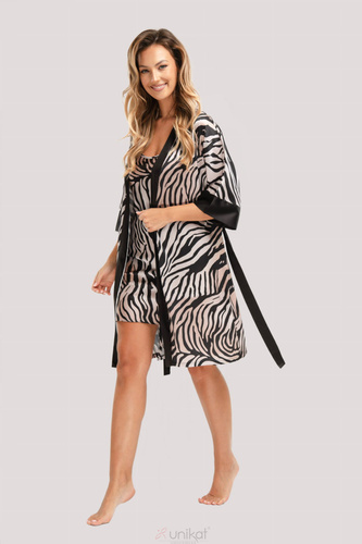 Accappatoio Braga in raso Unikat - zebrato, elegante, con cintura