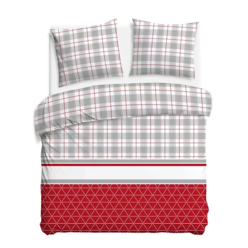 31516/1 Biancheria da letto natalizia in flanella Flanelove Darymex grigio rosso- set 100% cotone, caldo e morbido