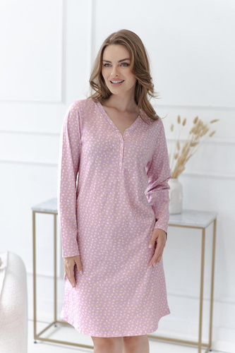 Camicia da notte donna Taro Marigold 3633 rosa 100% cotone per allattamento