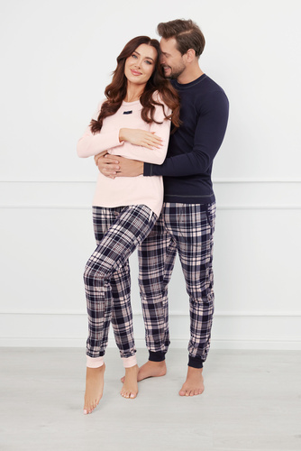 Brit Pajamas Uomo manica lunga, pantaloni lunghi Moda italiana - blu navy/stampa