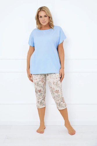 Solita Pigiama da donna a maniche corte, pantaloni a 3/4 Moda italiana - blu