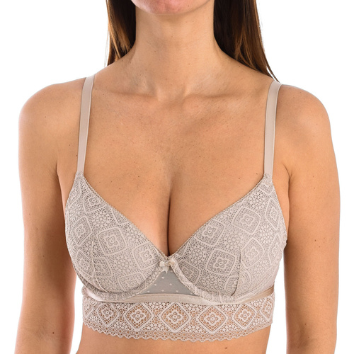 Lydia Selene Reggiseno imbottito in pizzo beige con ferretto