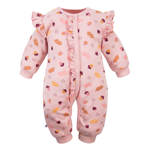 Fluffy Tails Eevi baby pajacifier rosa - in cotone, senza piedi, con bottoni a pressione