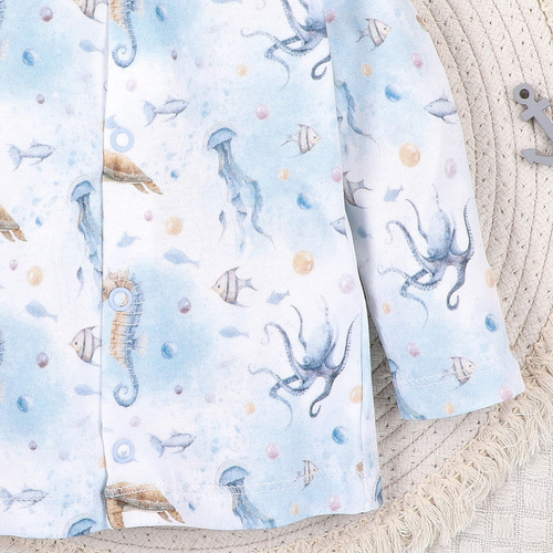 ABN-5454 Sea Of Joy Nini baby kaftan - cotone organico, chiusura con bottoni a pressione