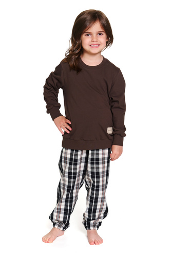 7335 Pigiama da bambino Doctor Nap - cotone e flanella, unisex, fantasia a quadri brownie