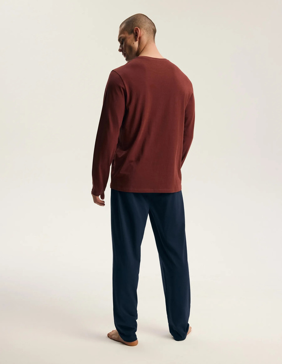 Pigiama uomo Henderson 45455 Indigo blu navy 100% cotone flanella