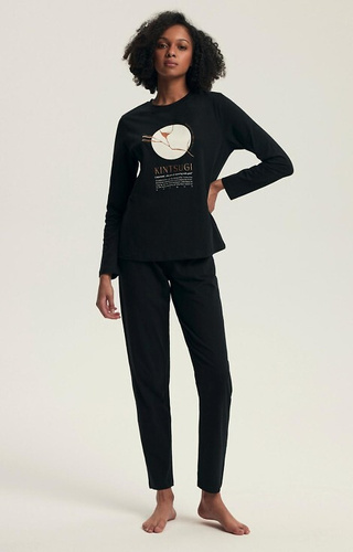 43727 Pigiama donna Dairoku Henderson nero - cotone, lunghezza. maniche e pantaloni