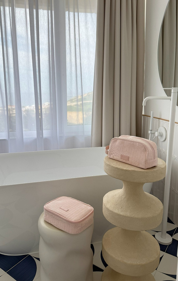 Trousse Large Sensis – Elegante, Con Scomparto per Pennelli, Con Cerniera, Materiale a Righe