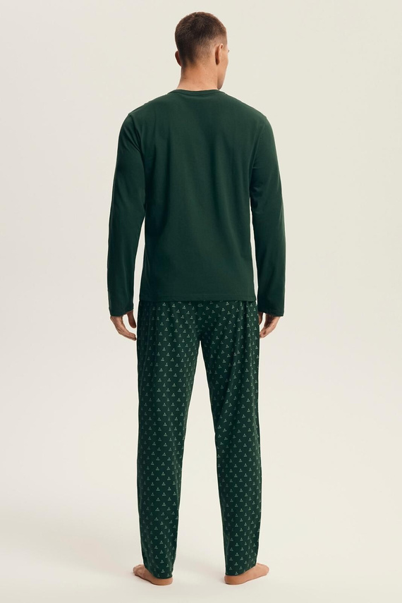 Henderson Core 43478 Pigiama da uomo verde brillante - cotone, manica lunga, confezione elegante