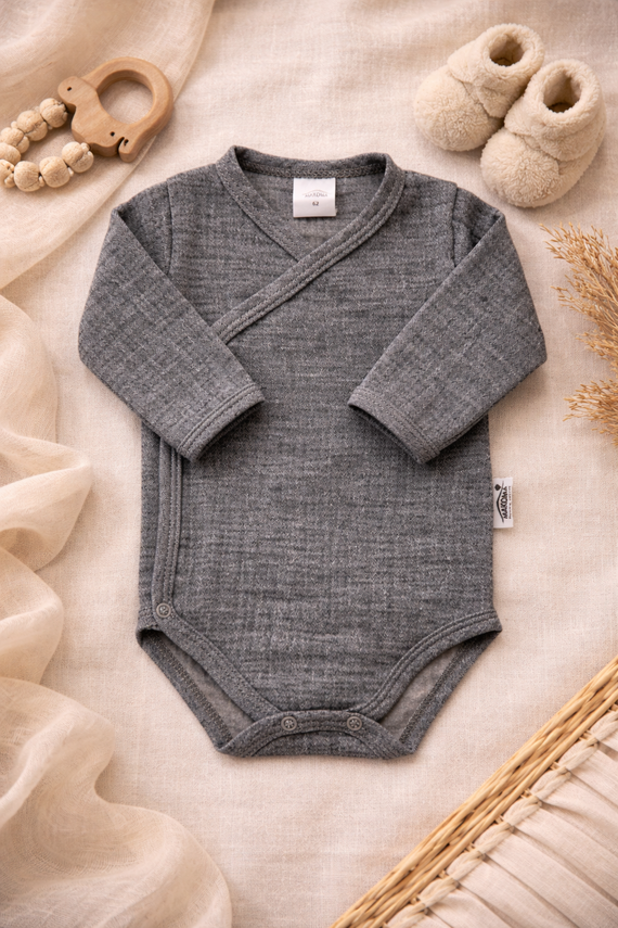 Body in mussola Just Muslin 03235N Makoma navy - manica lunga, chiusura a busta, 100% cotone