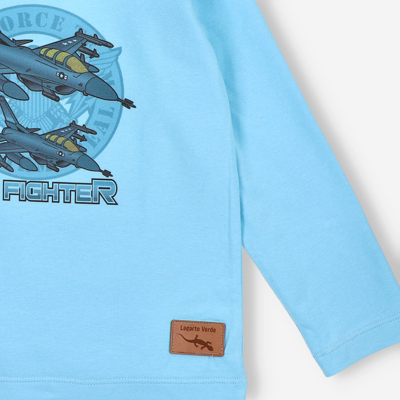 KAR-1014 Camicetta bambino a maniche lunghe Lagarto Verde blu - cotone con elastan, produzione polacca