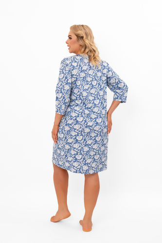 Camicia da notte da donna Bisali - cotone, manica a ¾, motivo floreale Moda italiana