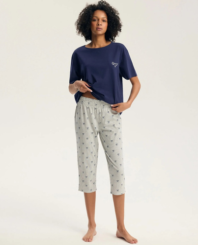 Pigiama donna Henderson Ginni 45420 100% cotone pantaloni lunghi gatti