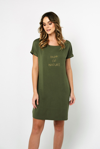 Natura Camicia da notte da donna, manica corta Moda italiana - kaki