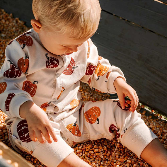 Pigiama per bambino Eevi Halloween - ecru, zucche, senza piedi, cotone