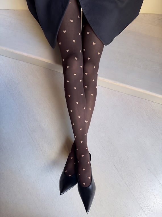 Veneziana Amore 40 DEN collant da donna con cuoricini in microfibra cappuccino