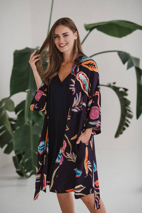 Tropical szlafrok bambusowy Milk&Love navy 