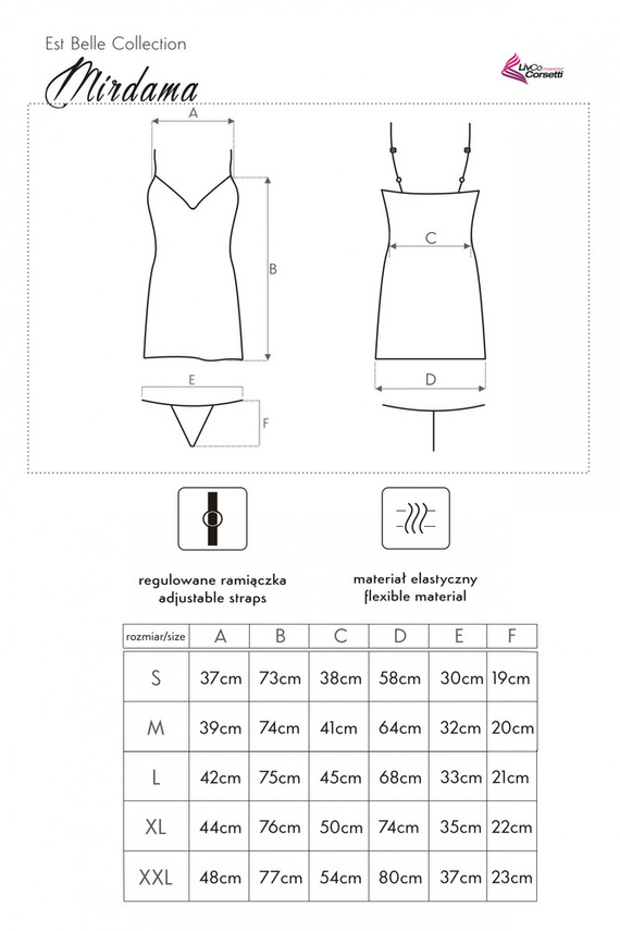 Mirdama Pearl LC 90519 Camicia donna + perizoma LivCo Corsetti Moda - perla