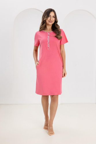 Camicia da donna 177 Regina Raspberry - Camicia da notte in cotone 100% cotone, senza bottoni, comfort e libertà