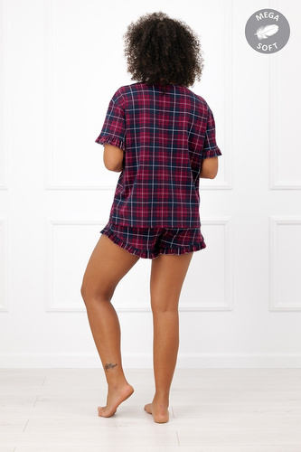 Italian Fashion Brenda Pigiama donna Mega Soft a quadri con pantaloncini e volant