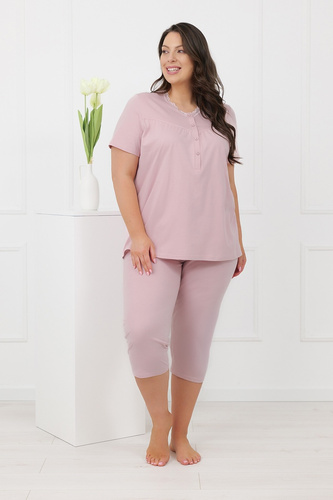 Hemaria Italian Fashion pigiama donna in cotone 3/4 plus size rosa