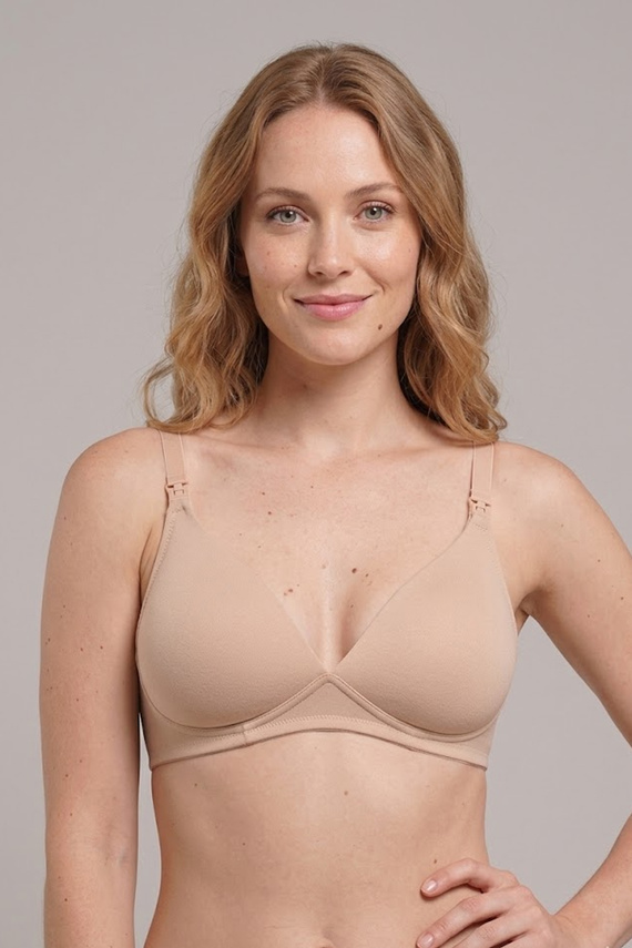 Spiman 415 Nudo Reggiseno Allattamento Imbottito Cotone con Clips