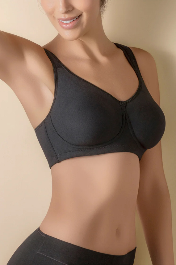 Reggiseno senza ferretto Selene Hellen nero in cotone morbido e comodo