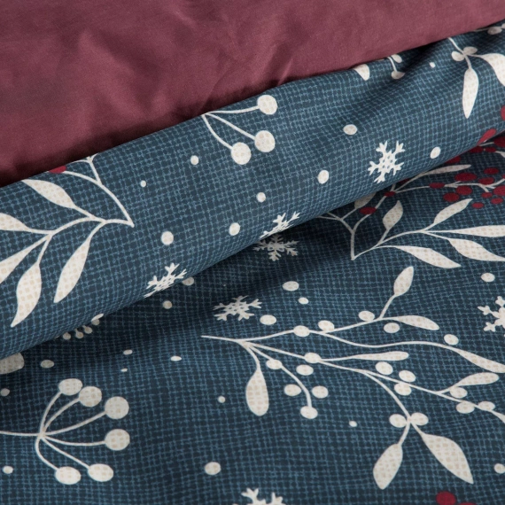 Kristy Christmas bedding Eurofirany blu navy/bordeaux - cotone ranforce, reversibile