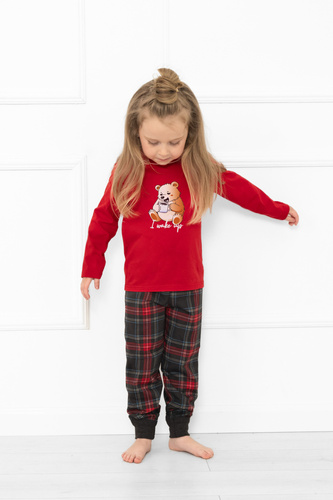 Pigiama Rusoli bambino Moda Italiana rosso - cotone, lungo, fantasia natalizia