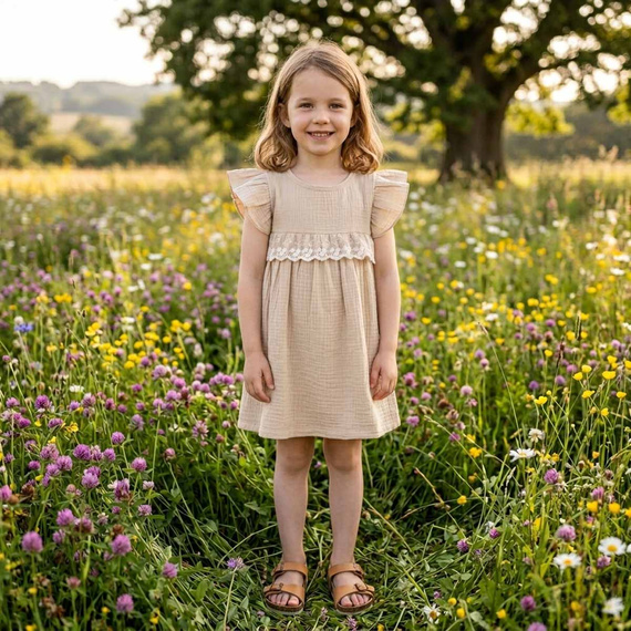 Nicol 224257 Abito in Mussola per Bambina 100% Cotone per l'Estate
