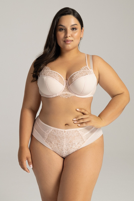 2163 Maxi reggiseno semi-morbido Ava Powder Pink - Reggiseno semi-imbottito per seni grandi con pizzo