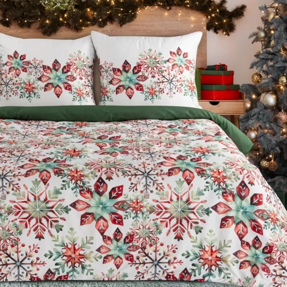 Biancheria da letto natalizia Stella Eurofirany fiocchi di neve 100% cotone 105 g/m²
