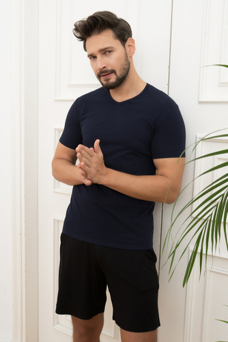 T-shirt Ikar da uomo, collo a lupetto Moda italiana - blu navy