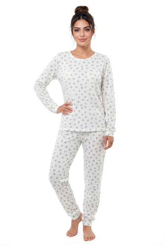 Donna Dani Long pigiama donna in cotone rosa, maglia a coste, pantaloni a quadri